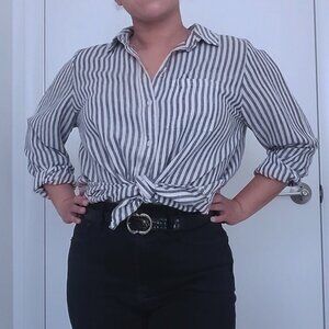 Style & Co: White Striped Button Up